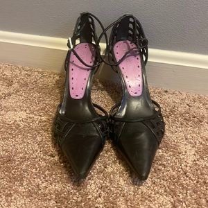 Black leather 2 inch (stiletto like) BCBGGirls Shoes.